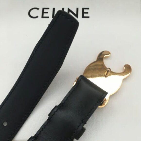 Celine Black Belt with Gold Buckle - Picture 4 of 6